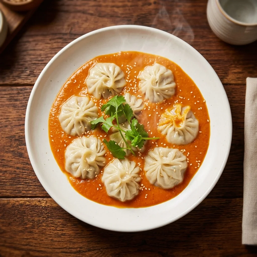 Chicken Jhol Momo - Signature Nepali momo dish at MoMo & Wok Edmonton